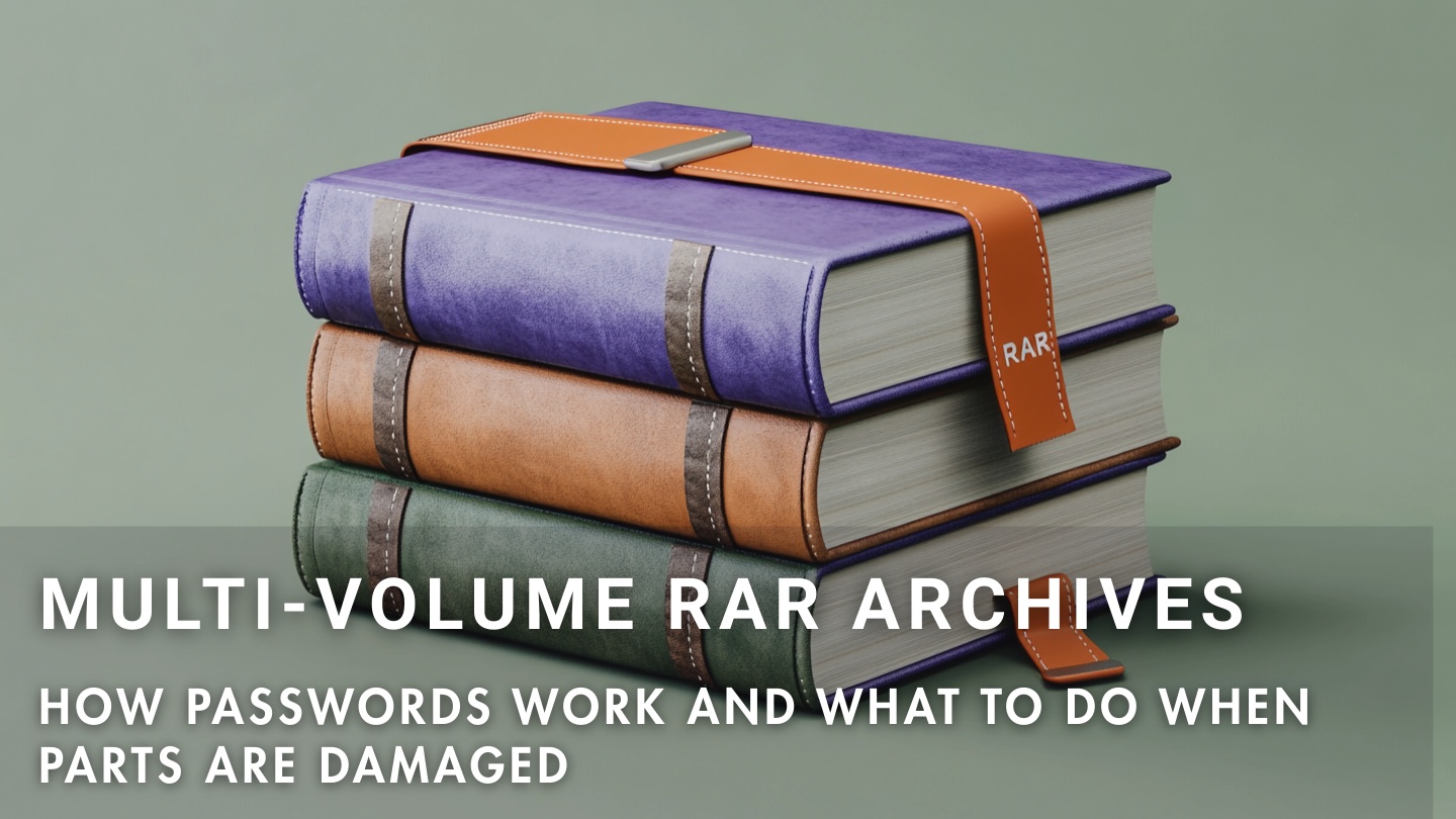 How multi-volume RAR archives handle passwords and what to do if some parts are damaged
