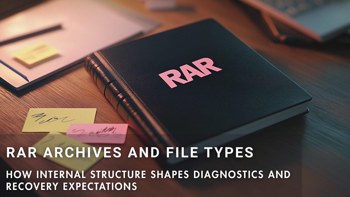 How file-type structure affects RAR diagnostics and recovery feasibility